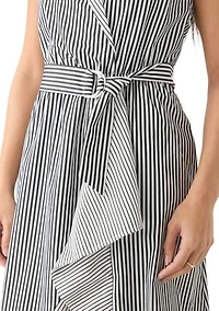 Petite Handkerchief Hem Stripe Midi Dress
