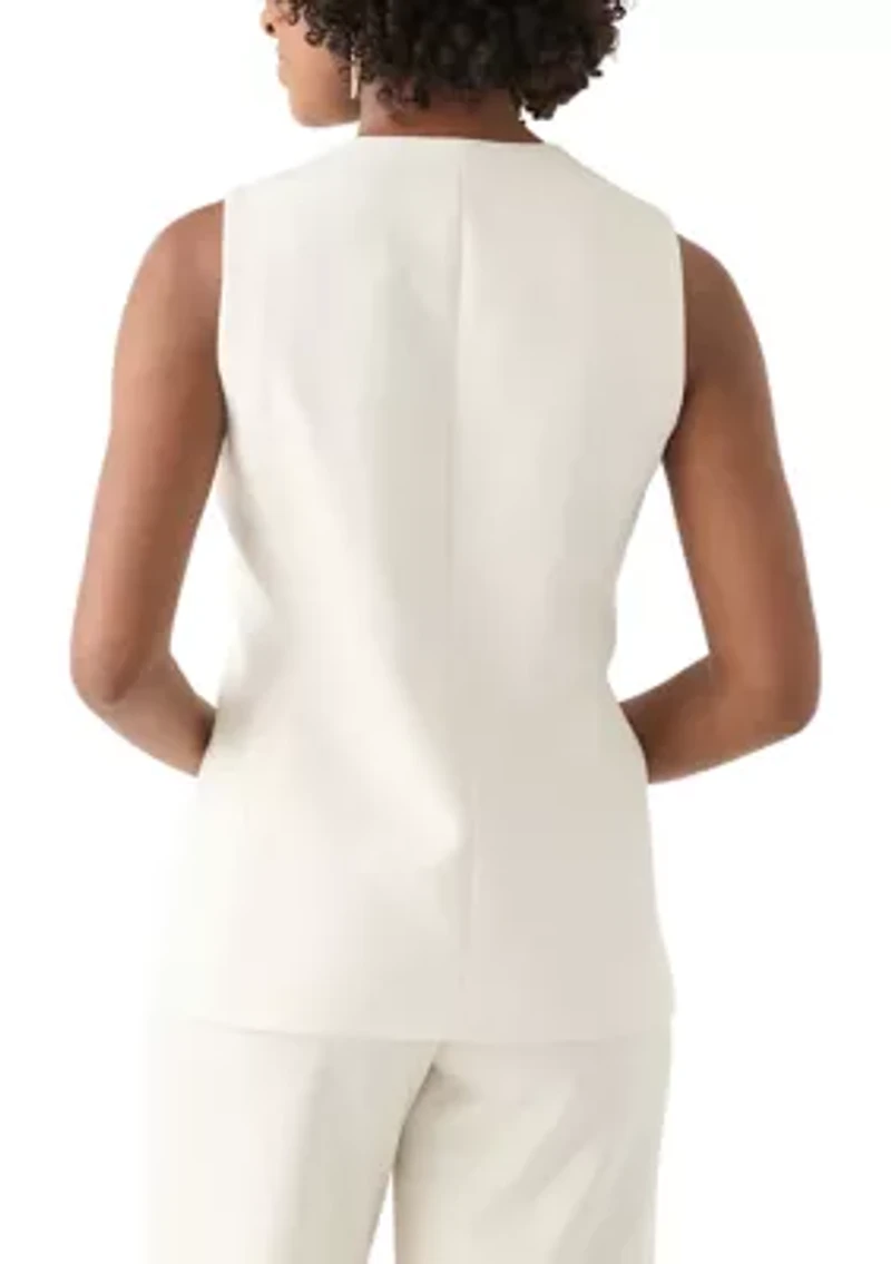 Petite Button Vest with Front Pockets