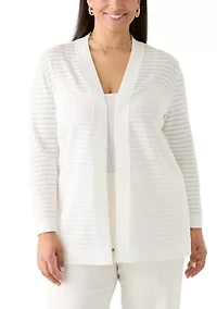 Plus Sheer Stripe Cardigan