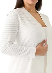 Plus Sheer Stripe Cardigan