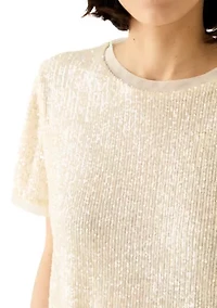Petite Short Sleeve Sequin T-Shirt