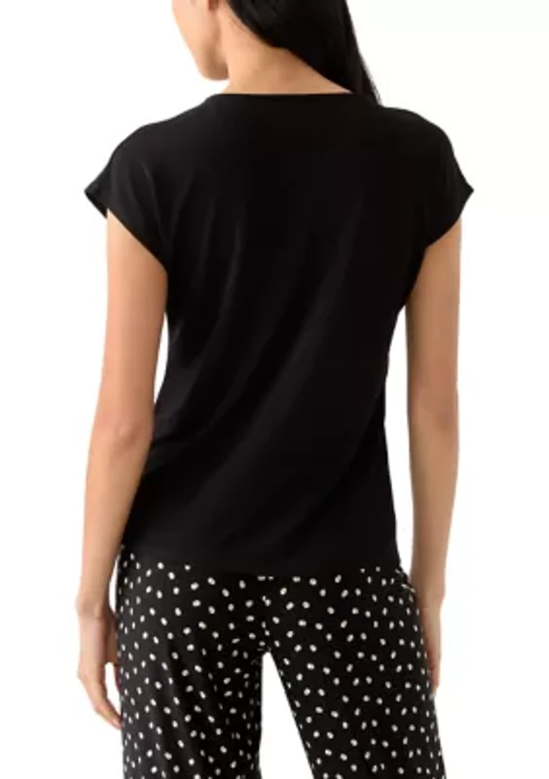 Petite Short Sleeve Keyhole Top