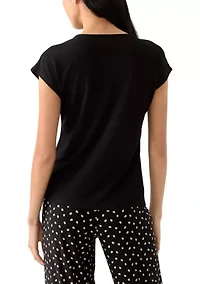 Petite Short Sleeve Keyhole Top