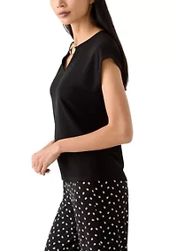 Petite Short Sleeve Keyhole Top