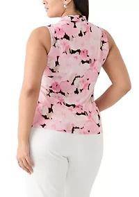 Plus Triple Pleated Printed Top