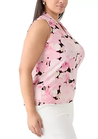 Plus Triple Pleated Printed Top