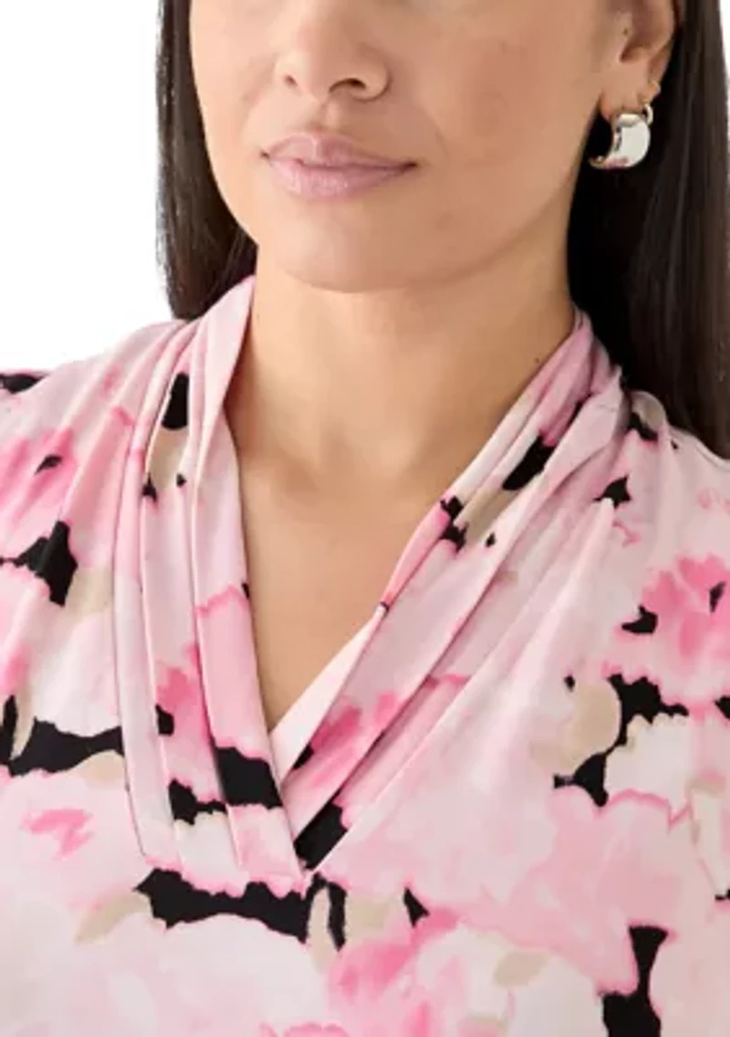 Plus Triple Pleated Printed Top