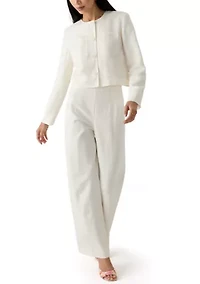 Petite High Rise Double Dart Wide Leg Trousers