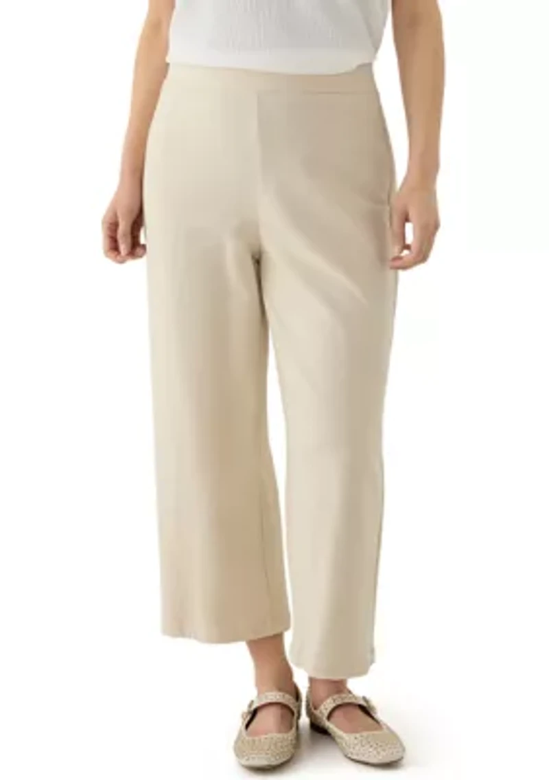 Petite Pull On French Terry Wide Leg Pants