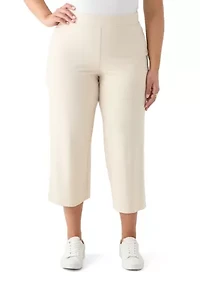 Plus French Terry Wide Leg Cropped Pants