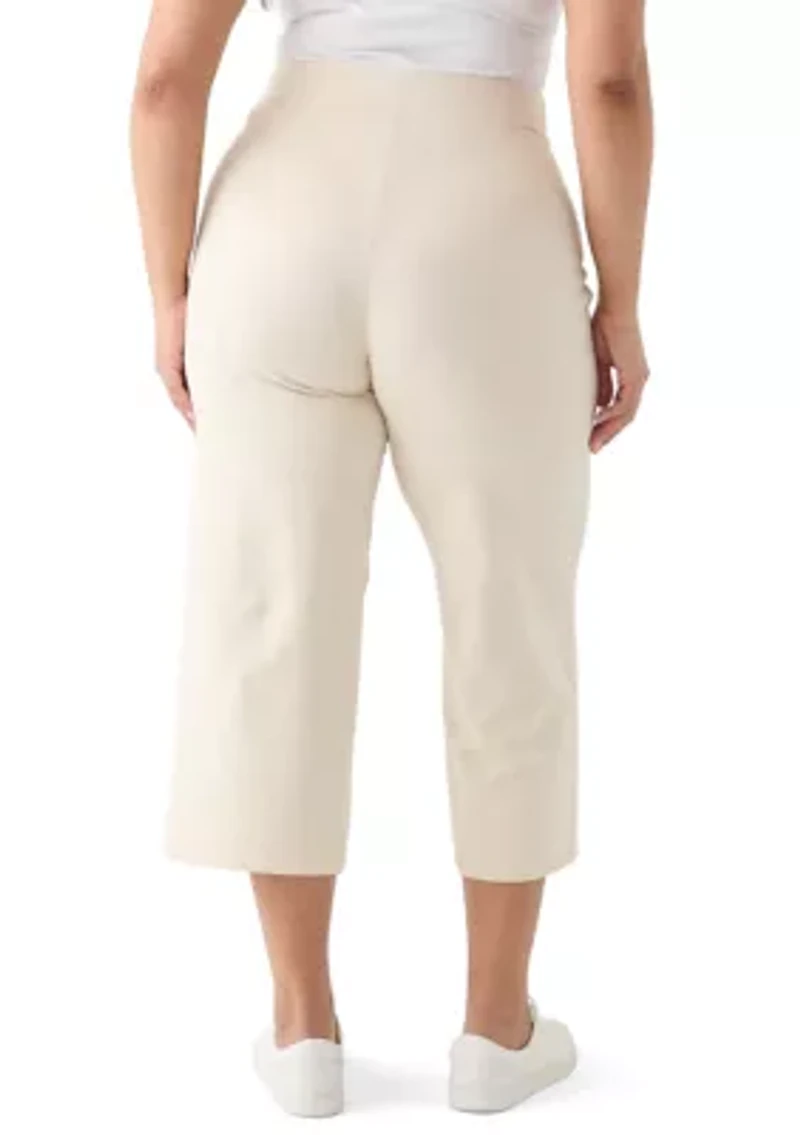 Plus French Terry Wide Leg Cropped Pants