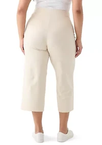 Plus French Terry Wide Leg Cropped Pants