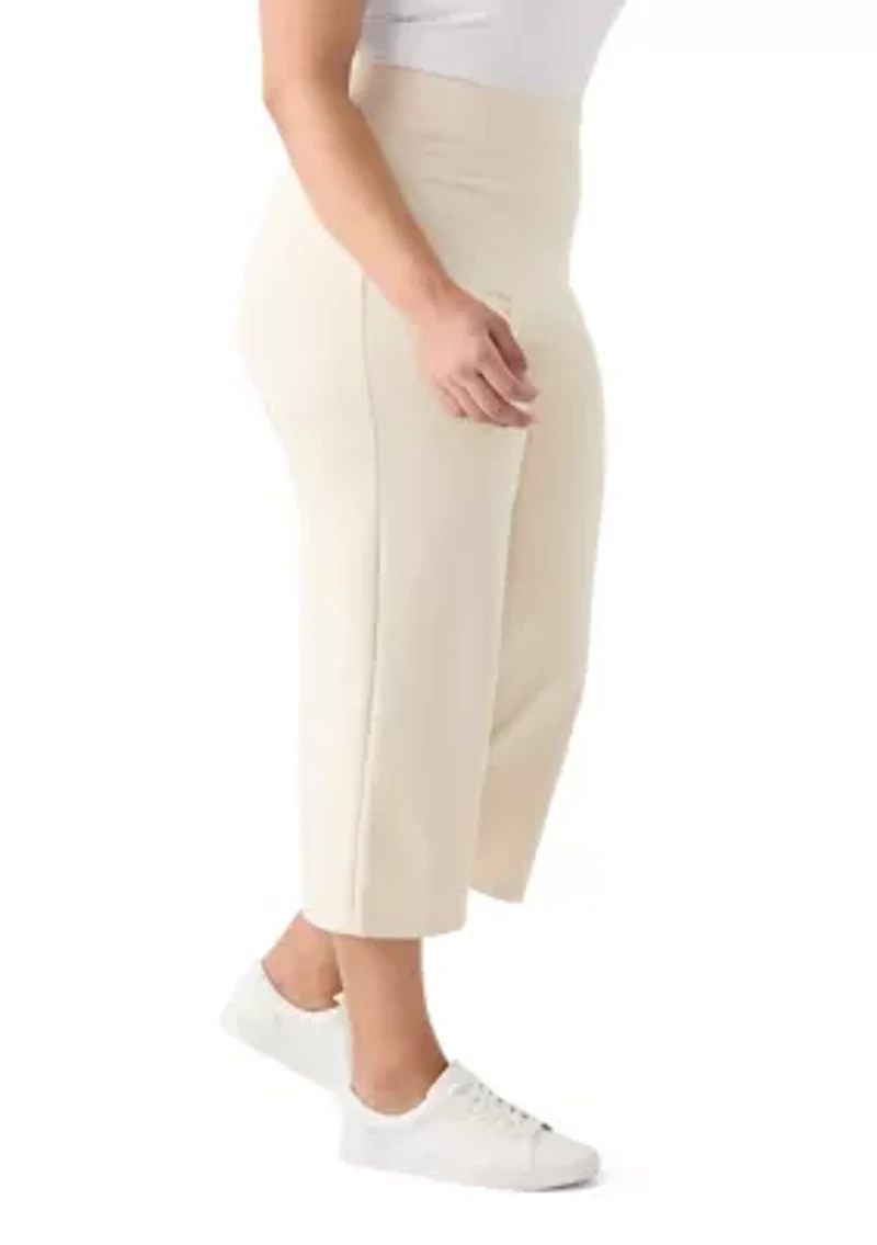 Plus French Terry Wide Leg Cropped Pants