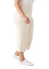 Plus French Terry Wide Leg Cropped Pants