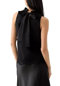 Petite Sleeveless Ruffle Neck Blouse