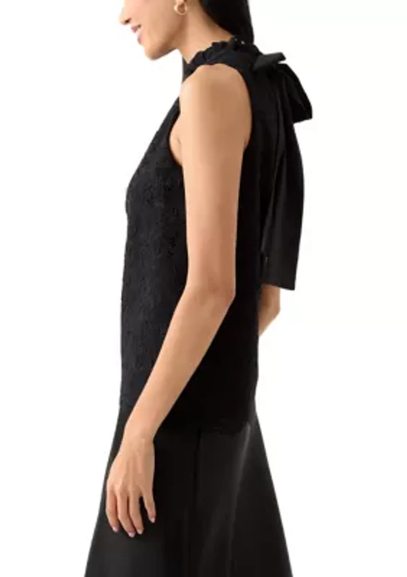 Petite Sleeveless Ruffle Neck Blouse