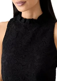 Petite Sleeveless Ruffle Neck Blouse