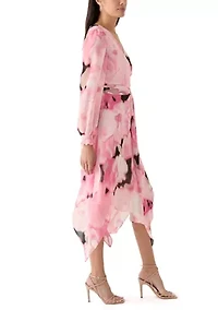 Women's Long Sleeve Handkerchief Hem Dress