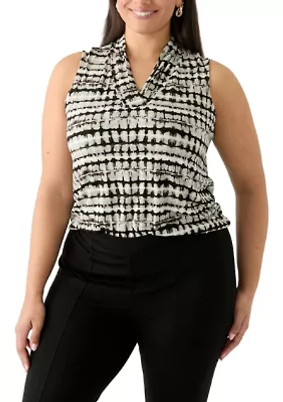 Plus Sleeveless Triple Pleat Top