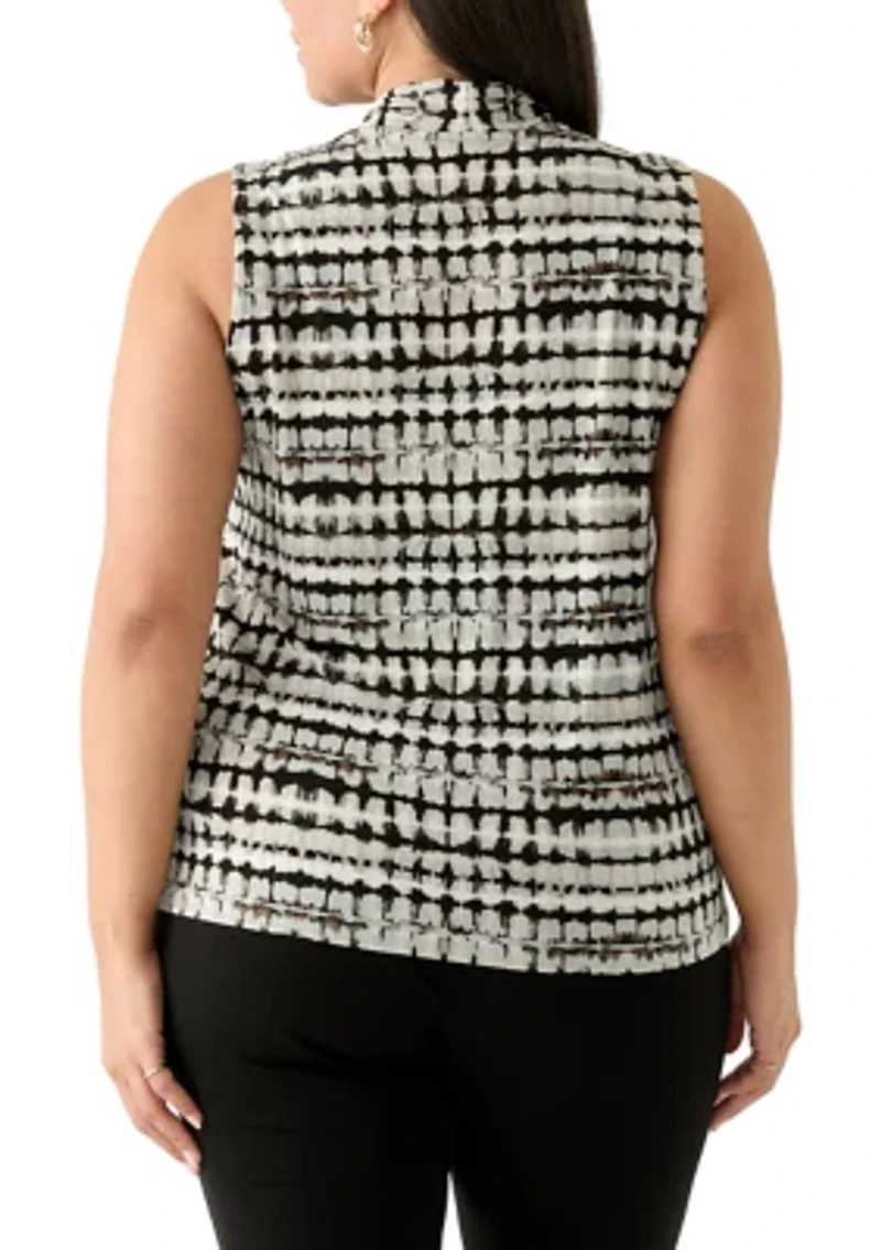 Plus Sleeveless Triple Pleat Top