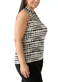 Plus Sleeveless Triple Pleat Top