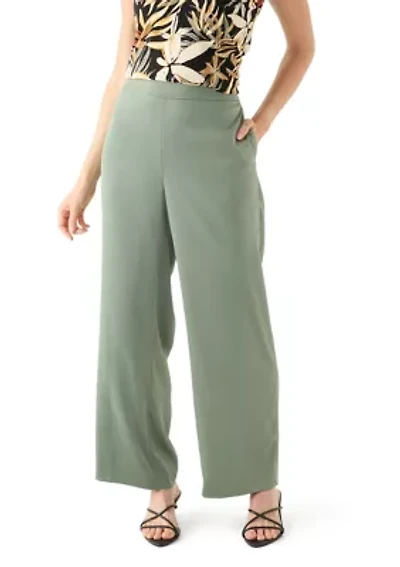 Petite High Rise Wide Leg Satin Pants