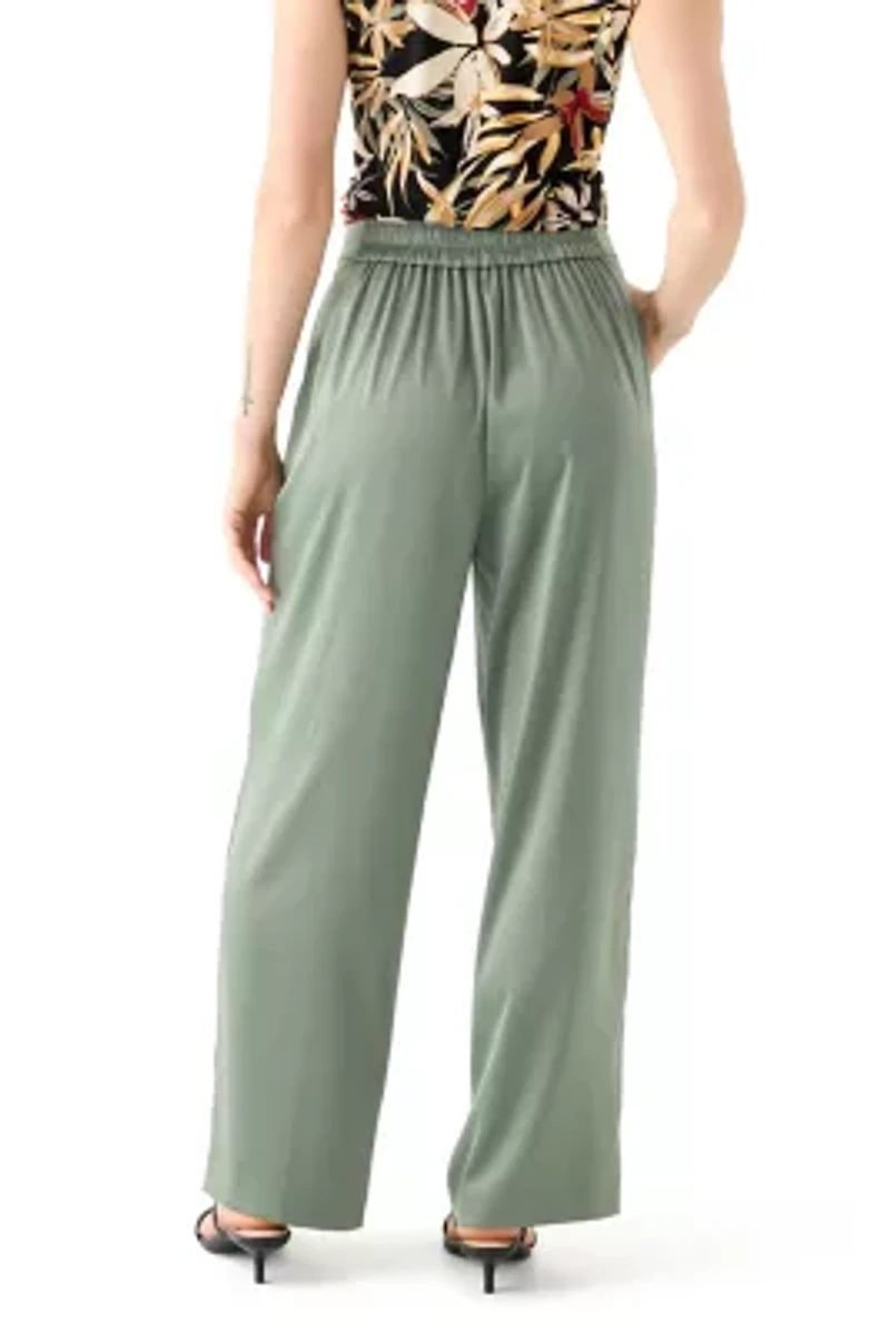 Petite High Rise Wide Leg Satin Pants