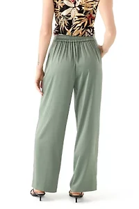 Petite High Rise Wide Leg Satin Pants