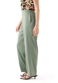 Petite High Rise Wide Leg Satin Pants