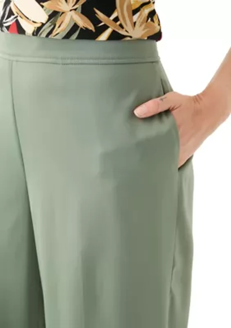 Petite High Rise Wide Leg Satin Pants
