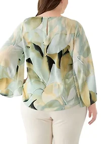 Plus Satin Keyhole Blouse