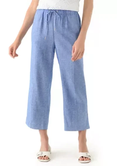 Petite Linen Wide Leg Trousers