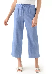 Petite Linen Wide Leg Trousers
