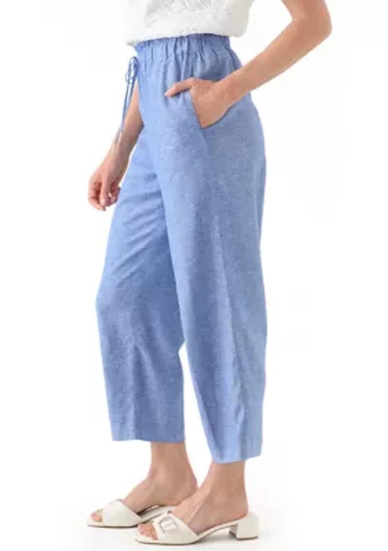 Petite Linen Wide Leg Trousers