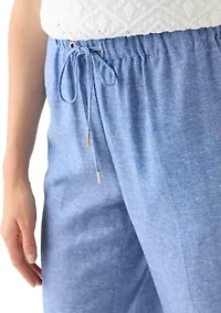 Petite Linen Wide Leg Trousers
