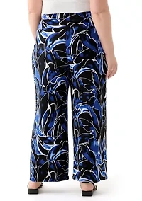 Plus High Rise Pull On Wide Leg Knit Pants