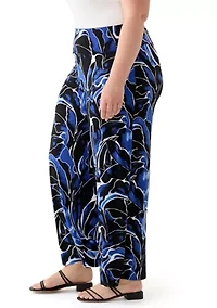 Plus High Rise Pull On Wide Leg Knit Pants