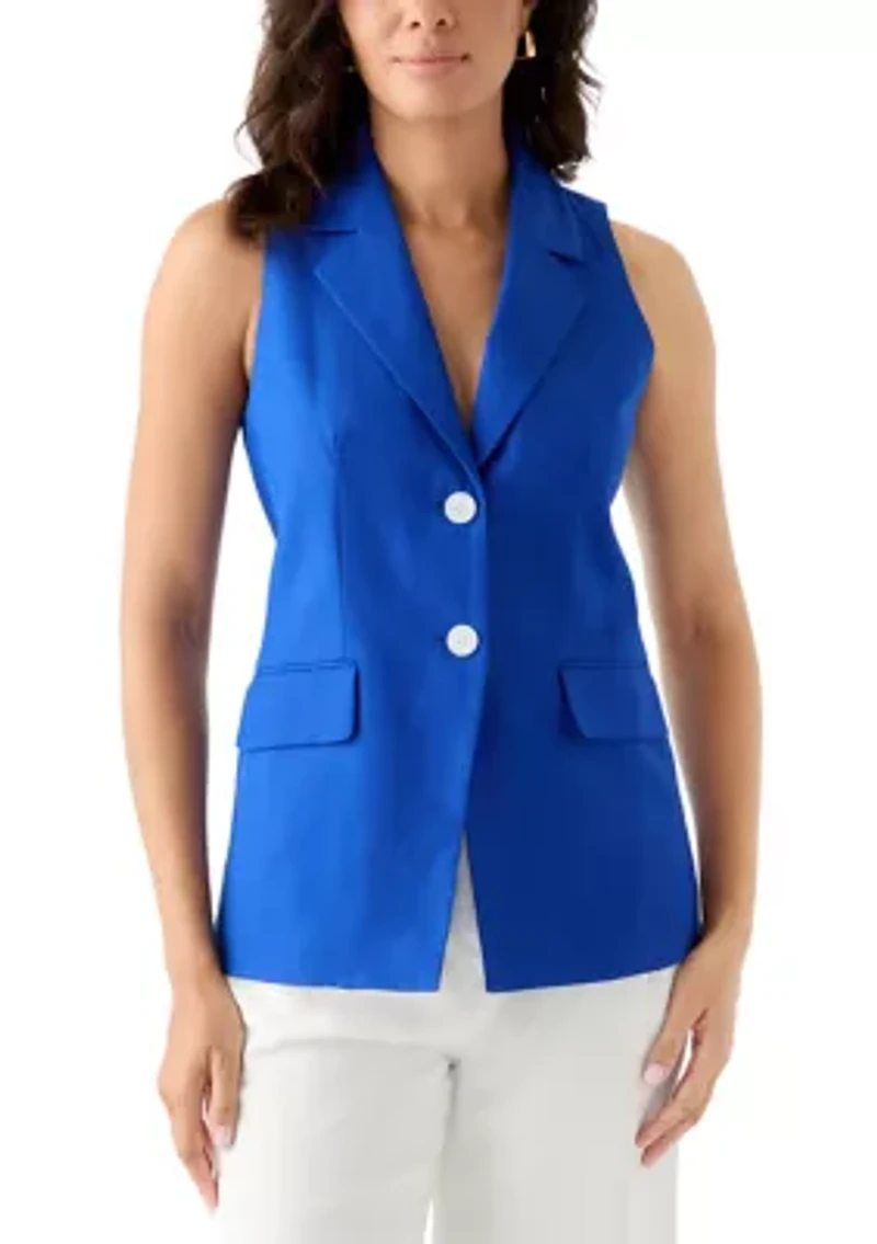Women's Linen Button Vest