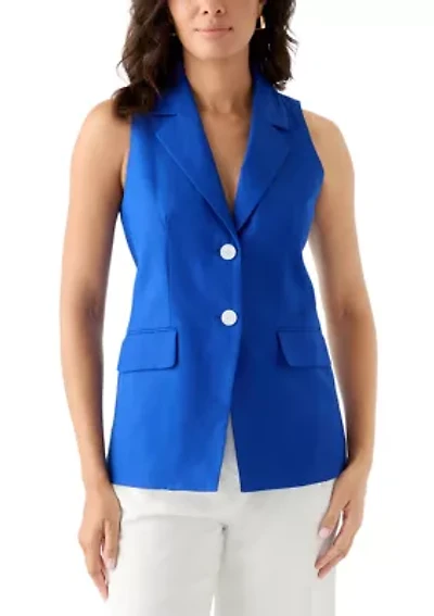 Women's Linen Button Vest