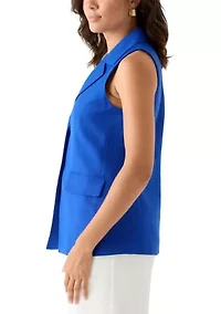 Women's Linen Button Vest