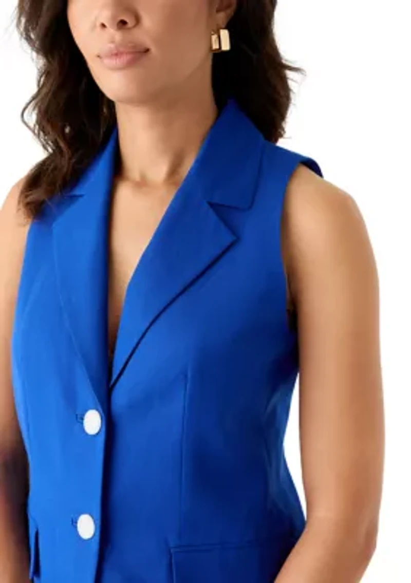 Women's Linen Button Vest