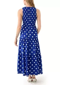 Petite Sleeveless Polka Dot Midi Dress