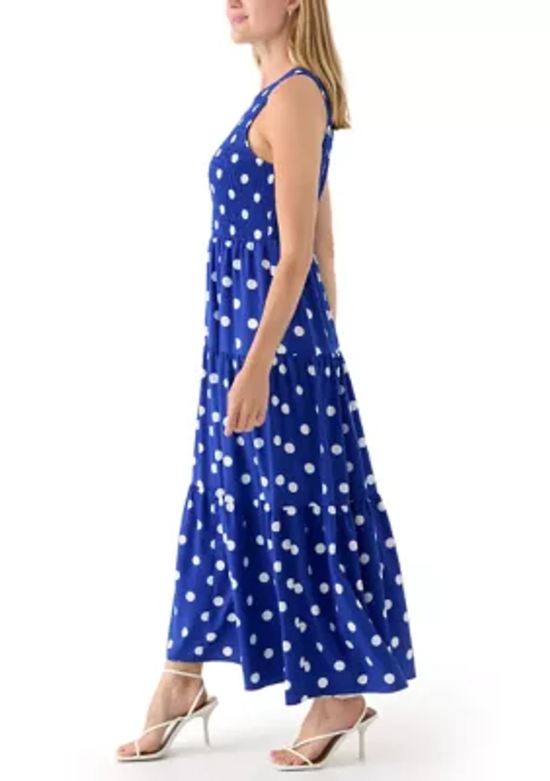 Petite Sleeveless Polka Dot Midi Dress