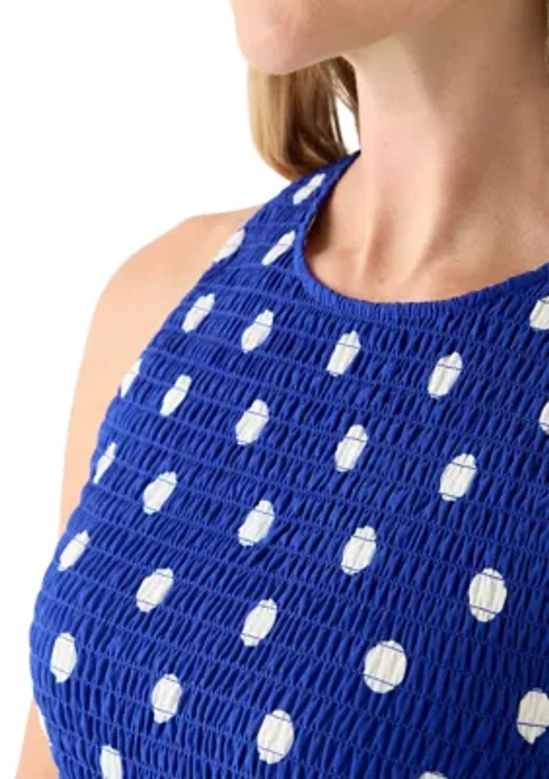 Petite Sleeveless Polka Dot Midi Dress