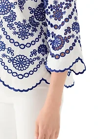 Petite Eyelet Button Down Shirt