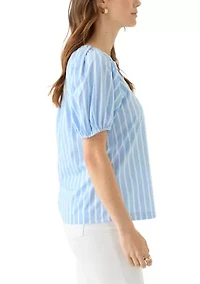 Petite Puff Sleeve Printed Blouse
