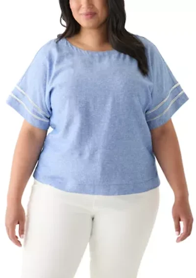 Plus Dolman Sleeve Linen Blouse