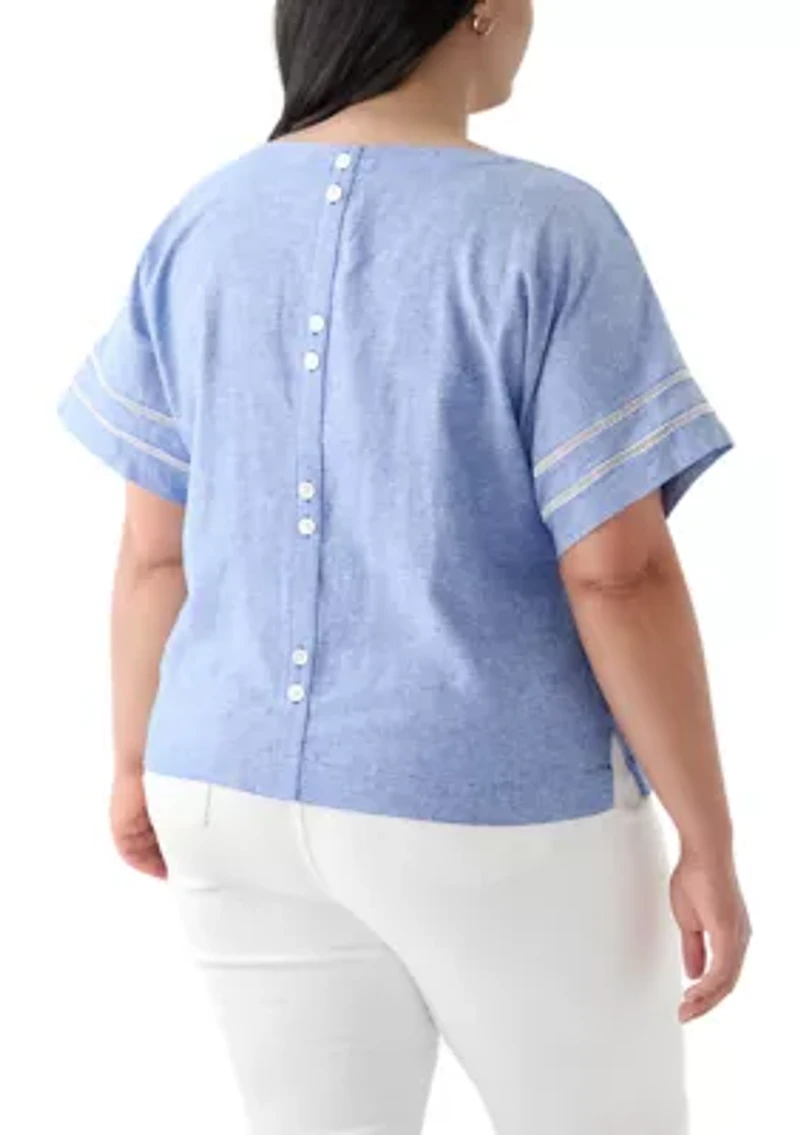 Plus Dolman Sleeve Linen Blouse