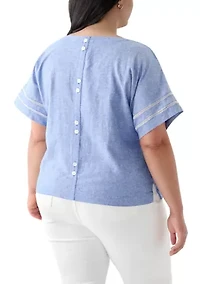 Plus Dolman Sleeve Linen Blouse