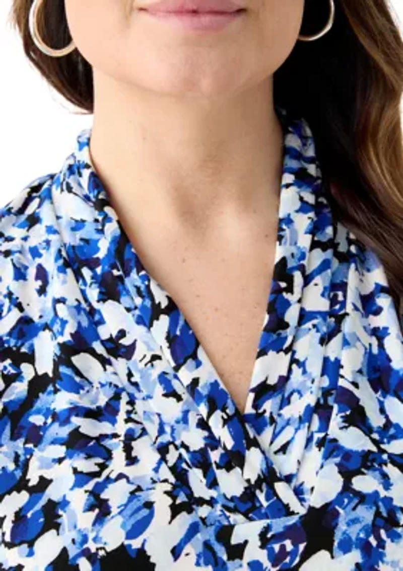 Plus Pleat Front Sleeveless Knit Blouse